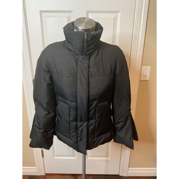 BCBG Max Azria  Black Zip-Up Down Fill Coat Jacket W/ Rib Cuff Sleeves, Size XS - Picture 1 of 6